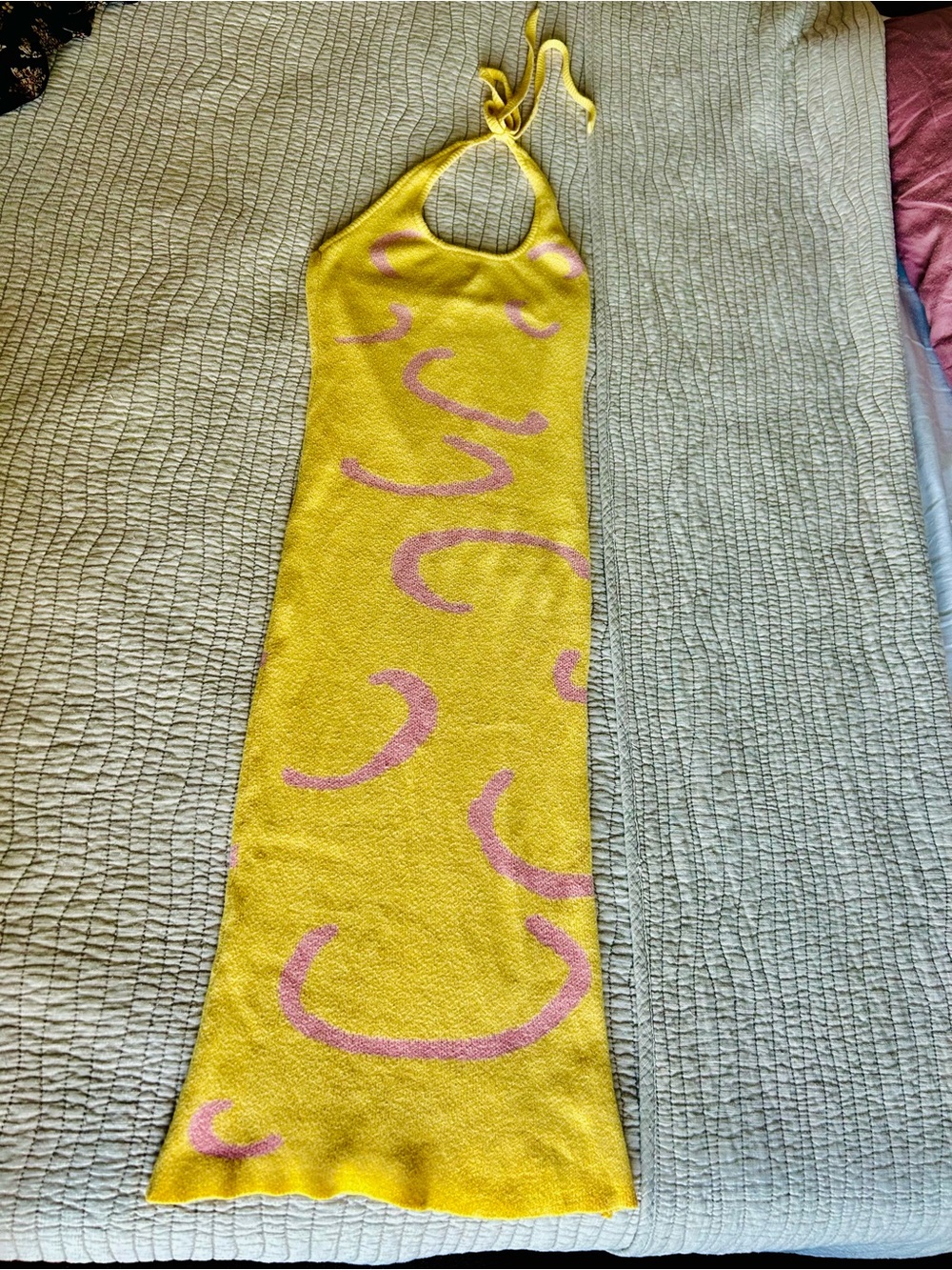Yellow & Pink Halter Midi Dress - Brand Unspecified